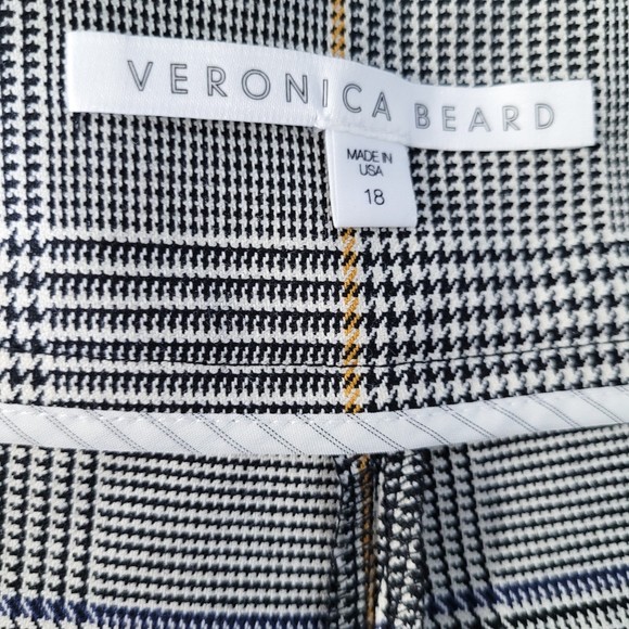 Veronica Beard Contrast Houndstooth Gray Cropped Ankle Pant Trousers Size 16 - Picture 6 of 6